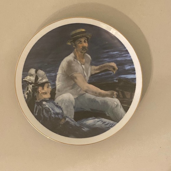 Classic Art on Porcelain Boating by Eduardo Manet - Picture 1 of 2